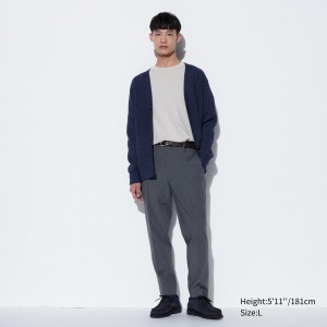 Pantalones Uniqlo Smart Gunclub Checked Ankle Length Trousers Hombre Gris | 485-AFQICP