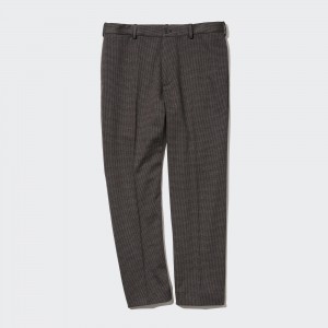 Pantalones Uniqlo Smart Houndstooth Ankle Length Trousers Hombre Marrones Oscuro | 796-RKHCGX