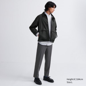 Pantalones Uniqlo Smart Wool Like Ankle Length Trousers Hombre Gris | 319-GFCRKE