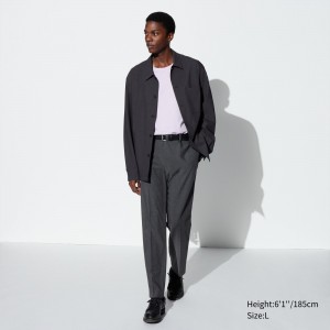 Pantalones Uniqlo Smart Wool Like Ankle Length Trousers Long Hombre Gris | 096-OQYLUF