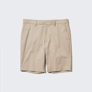 Pantalones Uniqlo Stretch Slim Fit Shorts Hombre Beige | 324-NLSJUG