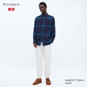 Pantalones Uniqlo Textured Jersey Trousers Hombre Blancas | 937-UXLHAV