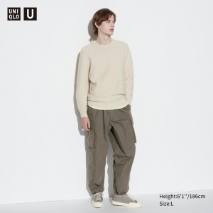 Pantalones Uniqlo Wide Fit Parachute Cargo Trousers Hombre Verde Oliva | 327-XCPFGK