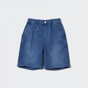 Short Uniqlo Denim Easy Shorts Niños Azules | 546-PLROUW