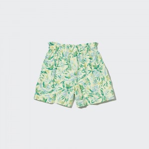 Short Uniqlo Girls Linen Blend Flower Print Easy Shorts Niños Creme | 678-HBDTZI
