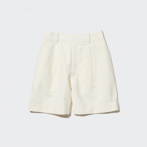 Short Uniqlo Linen Blend High Waisted Shorts Mujer Blancas | 975-UGIDLE