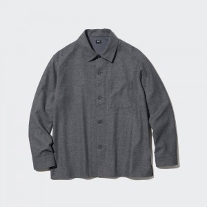 Sobrecamisa Uniqlo Brushed Twill Overshirt Hombre Gris | 603-DSFARL