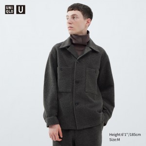 Sobrecamisa Uniqlo Fleece Jersey Overshirt Hombre Gris | 987-YEKWOS