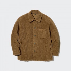 Sobrecamisa Uniqlo Windproof Outer Fleece Shirt Jacket Hombre Marrones | 109-FSNKAW