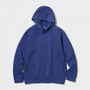 Sudadera con Capucha Uniqlo Dry Stretch Hoodie Hombre Azules | 490-BQOWIV