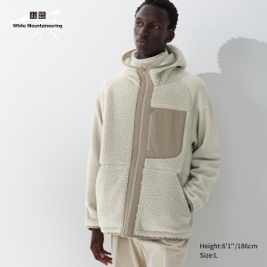 Sudadera con Capucha Uniqlo Fleece Zipped Hoodie Hombre Beige | 219-CDJKLA