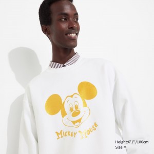 Sudadera con Capucha Uniqlo Mickey Shines Ut Graphic Sweatshirt Hombre Blancas | 249-IZBOJP