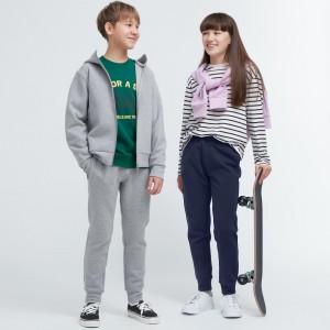 Sudadera con Capucha Uniqlo Ultra Stretch Dry Soft Joggers Niños Gris | 608-MXTFLD