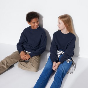Sudadera con Capucha Uniqlo Ultra Stretch Soft Sweatshirt Niños Azul Marino | 398-LFYZOK