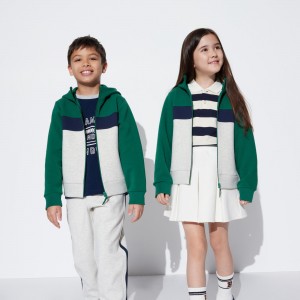 Sudadera con Capucha Uniqlo Ultra Stretch Dry Sweat Zipped Hoodie Niños Verde | 165-VRKLUH