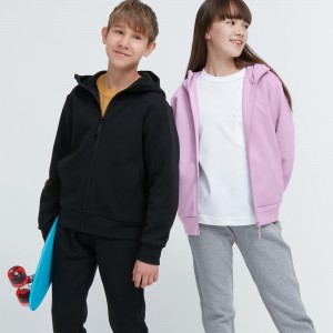 Sudadera con Capucha Uniqlo Ultra Stretch Dry Sweat Zipped Hoodie Niños Negras | 143-VXBNYH