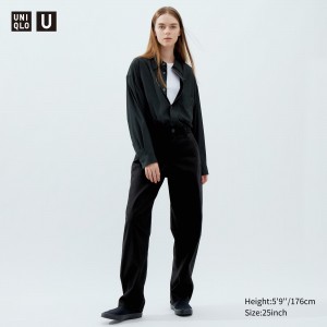 Tops Uniqlo Chino Trousers Mujer Negras | 046-MXWLIP