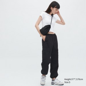 Tops Uniqlo Easy Wide Fit Cargo Trousers Mujer Negras | 059-XRMEZU