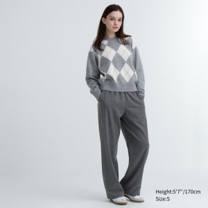Tops Uniqlo Flannel Trousers Mujer Gris Oscuro | 213-CSQWLZ