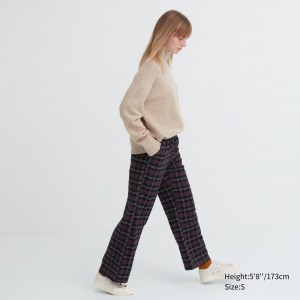 Tops Uniqlo Flannel Trousers Mujer Marrones Oscuro | 948-ZMGNEC