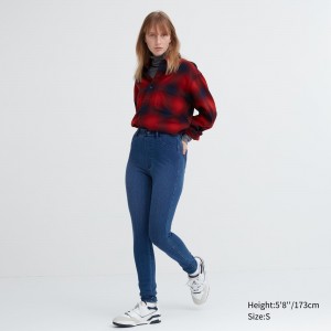 Tops Uniqlo Heattech Ultra Stretch Denim High Rise Leggings Trousers Long Mujer Azules | 438-YOLKRP