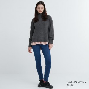 Tops Uniqlo Heattech Ultra Stretch Denim High Rise Leggings Trousers Mujer Azules | 179-MSGTVI