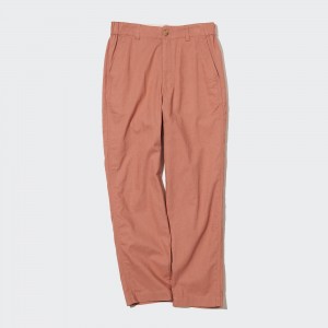 Tops Uniqlo Linen Cotton Tapered Trousers Mujer Marrones | 817-MGZSXO