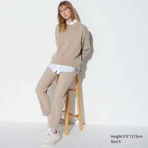 Tops Uniqlo Smart Ankle Length Trousers Long Mujer Beige | 381-GYXAZC