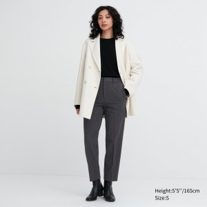 Tops Uniqlo Smart Brushed Herringbone Ankle Length Trousers Mujer Gris Oscuro | 384-JBXPVC