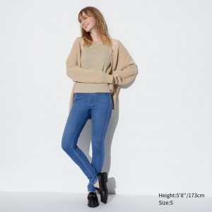 Tops Uniqlo Ultra Stretch Denim Leggings Long Mujer Azules | 851-QGVXDC