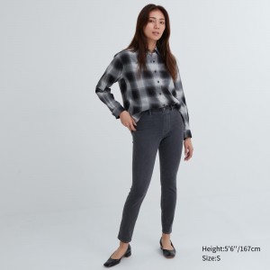 Tops Uniqlo Ultra Stretch Denim Leggings Mujer Gris Oscuro | 265-KTYNSJ