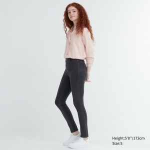 Tops Uniqlo Ultra Stretch Denim Leggings Long Mujer Gris Oscuro | 051-BTCXNJ