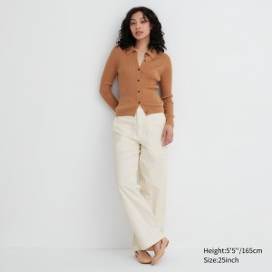 Tops Uniqlo Wide Leg Baker Trousers Mujer Blancas | 457-IGTXHK