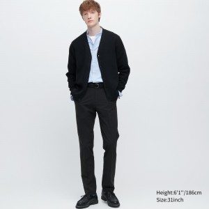 Trajes Uniqlo Airsense Ultra Light Cotton Like Trousers Long Hombre Negras | 216-ADKUGX