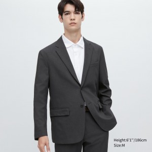 Trajes Uniqlo Airsense Ultra Light Wool Like Jacket Hombre Gris Oscuro | 917-WMGQVD