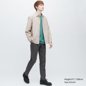 Trajes Uniqlo Airsense Ultra Light Wool Like Trousers Hombre Gris Oscuro | 094-BHLDES