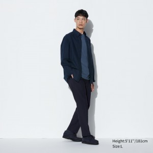Trajes Uniqlo Smart Wool Like Ankle Length Trousers Hombre Azul Marino | 561-LQJMBC