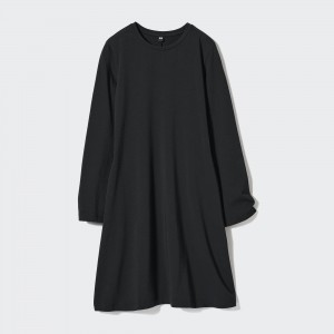 Vestido Uniqlo Cotton Blend Flared Mini Dress Mujer Negras | 294-VUZWIS