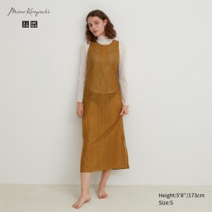 Vestido Uniqlo Mesh Sleeveless Maxi Dress Mujer Marrones | 106-QZOEUV