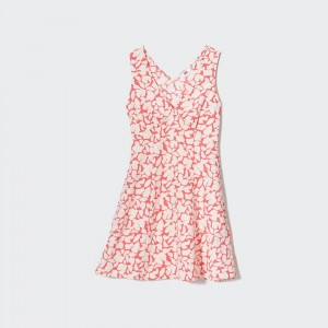 Vestido Uniqlo Printed V Neck Sleeveless Mini Dress Mujer Rojas | 715-HBVDLE