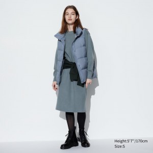 Vestido Uniqlo Souffle Yarn Smooth Long Sleeved Dress Mujer Verde | 612-ZCUNWQ